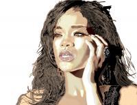 Rihanna - Digital Paint With Wacom Table Digital - By Michael Blakney, Digital Paint Digital Artist