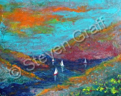 Expressive - Sail The River - Acrylic On Canvas