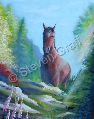 Acrylicworks - Horse On Ledge - Acrylic On Canvas