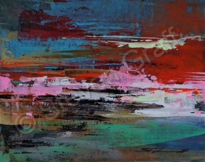 In The Abstract - Pink Horizon - Acrylic On Canvas