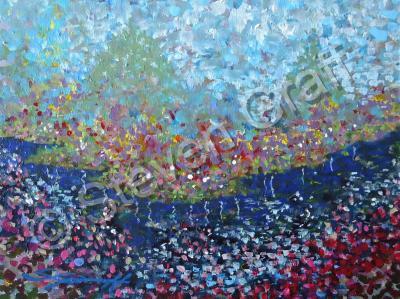 Acrylicworks - Confetti River - Acrylic On Canvas Panel