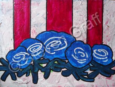 Acrylicworks - Blue Buds - Acrylic On Canvas