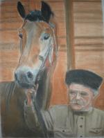 The Horse - Pastels Drawings - By Ann Mary Bougatsos, Realistic Painting Drawing Artist