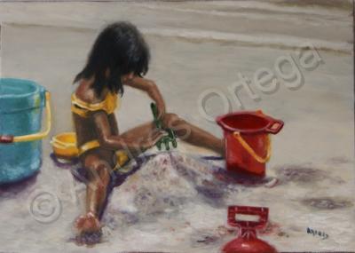 Oils - Beach Day - Oil On Board