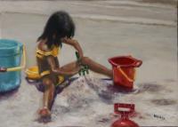 Oils - Beach Day - Oil On Board