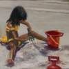 Beach Day - Oil On Board Paintings - By Andres Ortega, Realistic Painting Artist
