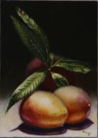 Mangoes - Oil On Board Paintings - By Andres Ortega, Realistic Painting Artist