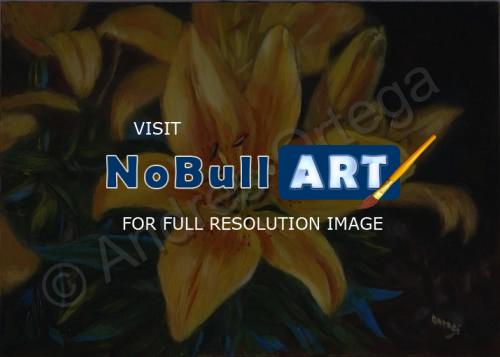 Oils - Yellow Lillies - Oil On Board