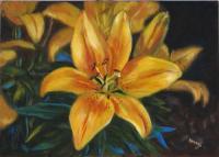 Oils - Yellow Lillies - Oil On Board