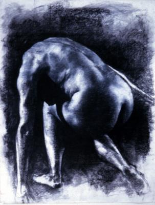 Figurative - Crouching Female 44 X53 - Charcoal