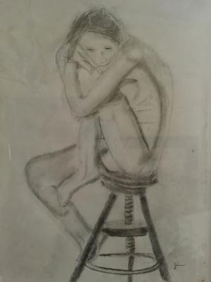 Figurative - Figure On Stool - Pencil