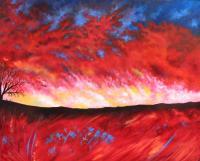 Forest Fire - Acrylic Paintings - By Maureen Rocks-Moore, Semi -Abstract Painting Artist