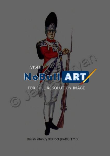Illustrations - Uniforms - British Infantry 3Rd Foot Buffs 1710 - Mixed Media