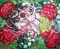 Fruits  Vegetables - Greek Salad - Acrylic On Canvas