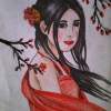 Girl In Red - Colour Pencils Drawings - By Cheena Kaushal, Colour Pencil Sketch Drawing Artist