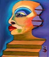 Stairs Of Knowledge - Oil On Canvas Paintings - By Daniela Isache, Surrealism Painting Artist