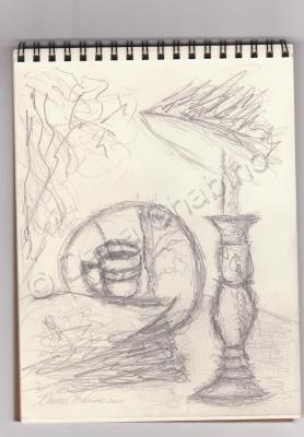 Sketches - Sketch - Coffee House Still Life - Graphite Pencil