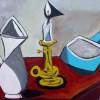 Bodegon Picassiano - Oil Paintings - By Jose P Villegas, Cubism Painting Artist
