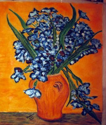 Serie Van Gogh - Jarron Irises - Oil