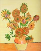 Girasoles En Vaso - Oil Paintings - By Jose P Villegas, Impressionism Painting Artist