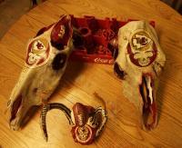 Chief Skulls - Painted Skulls Sculptures - By Ricky Secord, Acrylic Painting Sculpture Artist