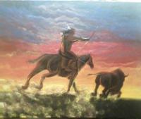 Native Hunt - Painting Paintings - By Ricky Secord, Acrylic Painting Painting Artist