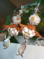 Every Day Earrings - Orange Splash With Honey - Lampwork Glass