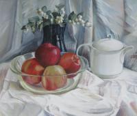 Red Apples - Acrylic Paintings - By Elena Oleniuc, Realism Painting Artist
