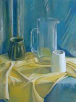 Three Vases - Mixed Media Paintings - By Elena Oleniuc, Realism Painting Artist