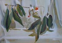 Still Life - Two Green Branches - Tempera