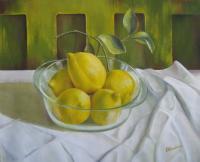 Lemons - Tempera Paintings - By Elena Oleniuc, Realism Painting Artist