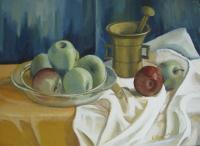 Green Apples - Acrylic Paintings - By Elena Oleniuc, Realism Painting Artist