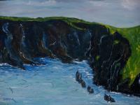 Irish Land And Seascape - Cape Clare Island Windward Side - Oil On Canvas Panel