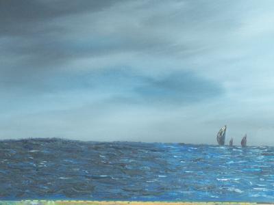 Irish Land And Seascape - Spinnakers Up Into The Wind We Sailed - Oil On Canvas Panel