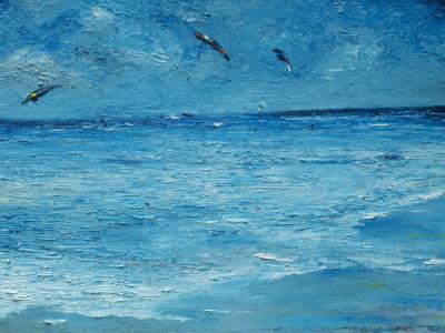 Irish Land And Seascape - The Kite Surfers - Oil On Canvas Panel