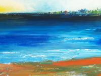 Irish Land And Seascape - Blue Mist Over Nantucket Island - Oil On Canvas Panel