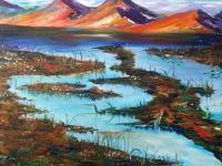 Irish Land And Seascape - The Bog - Acrylic On Canvas Panel