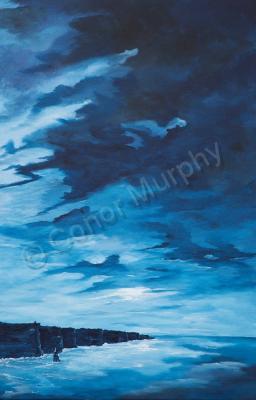 Irish Land And Seascape - Dusk At The Cliffs - Acrylic On Canvas