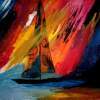 Boat Caught In The Abstract - Acrylic On Canvas Paintings - By Joe Scotland, Seascape Painting Artist