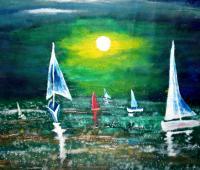 Grace Of Sail - Acrylic On Canvas Paintings - By Joe Scotland, Seascape Painting Artist