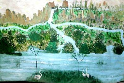 Landscape - The Birds Of The View - Acrylic On Paper