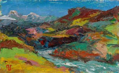 Landscape - Summer In Mountains - Oil On Cardboard