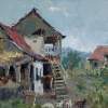 County Yard - Oil On Cardboard Paintings - By Gegham Asatryan, Impressionism Painting Artist