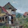 County Yard - Oil On Cardboard Paintings - By Gegham Asatryan, Impressionism Painting Artist
