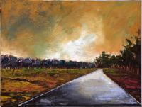 River Road - Oil On Canvas Paintings - By Davidh Miller, Impressionism Painting Artist