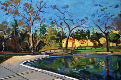 Impressionism - Footbridge And Trees - Oil On Canvas