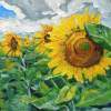 Sunflowers During A Storm - Acrylic Paintings - By Jennifer Christy-Vient, Impressionism Painting Artist