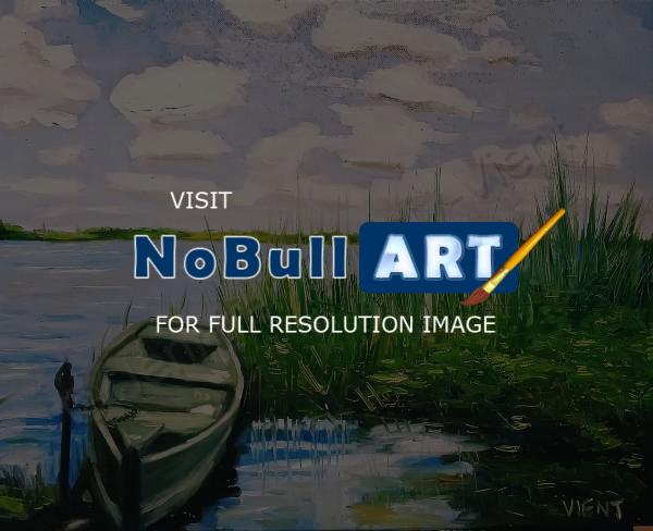 Nature - Boat On The Reservoir - Oil