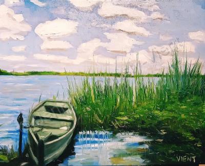 Nature - Boat On The Reservoir - Oil