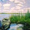 Boat On The Reservoir - Oil Paintings - By Jennifer Christy-Vient, Impressionism Painting Artist